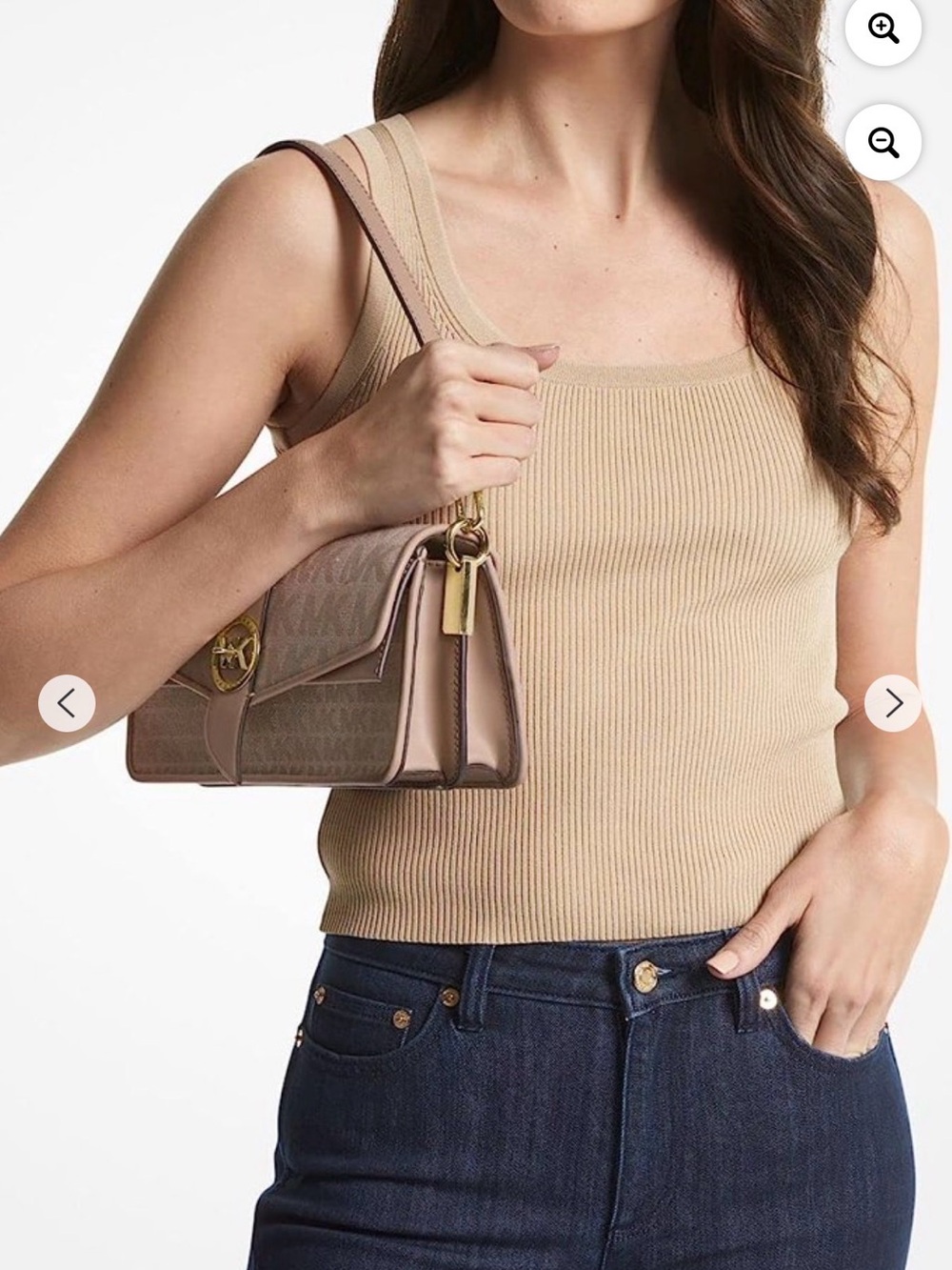 Michael Kors Blush Greenwich MK Logo Shoulder Bag with 2 straps from MK store